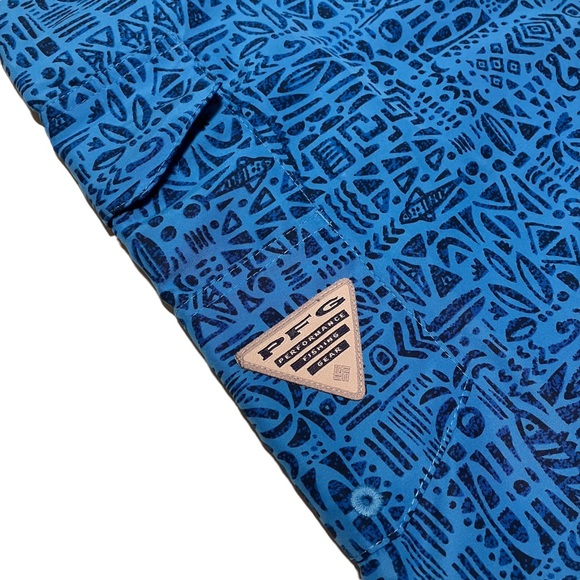 Columbia PFG Omni Shield Fishing Board Shorts Blue Printed Fish Design - Picture 2 of 9